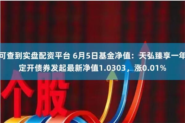 可查到实盘配资平台 6月5日基金净值：天弘臻享一年定开债券发起最新净值1.0303，涨0.01%