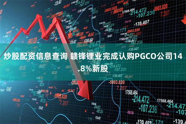 炒股配资信息查询 赣锋锂业完成认购PGCO公司14.8%新股