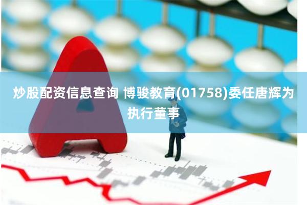 炒股配资信息查询 博骏教育(01758)委任唐辉为执行董事