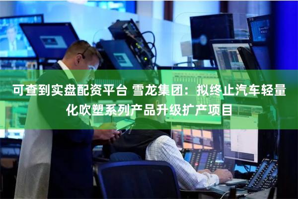 可查到实盘配资平台 雪龙集团：拟终止汽车轻量化吹塑系列产品升级扩产项目