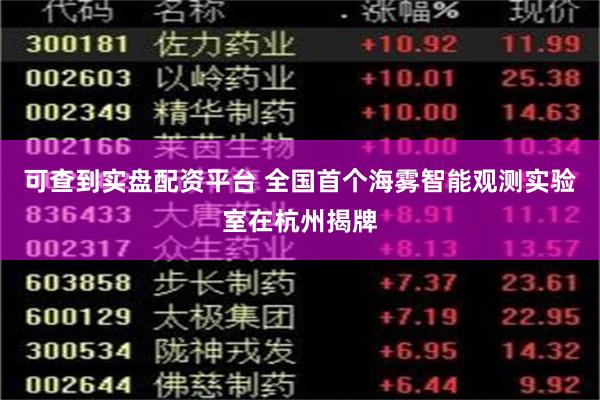 可查到实盘配资平台 全国首个海雾智能观测实验室在杭州揭牌
