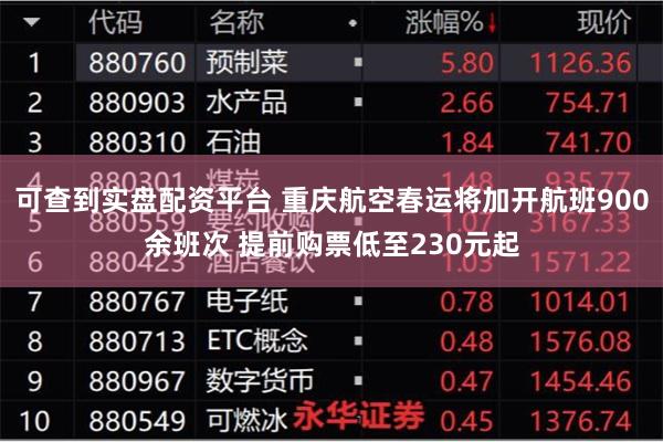 可查到实盘配资平台 重庆航空春运将加开航班900余班次 提前购票低至230元起