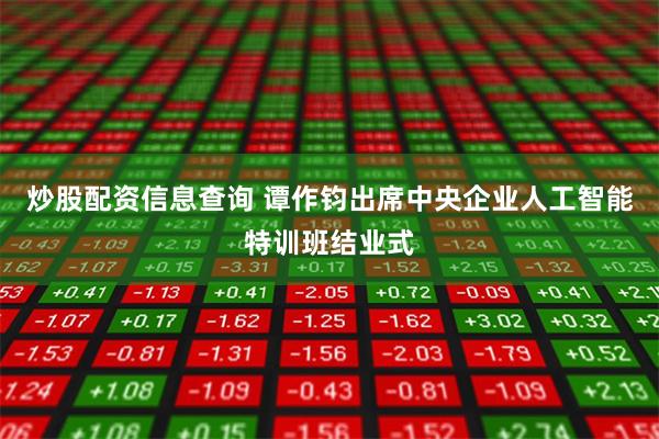 炒股配资信息查询 谭作钧出席中央企业人工智能特训班结业式